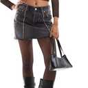 LilyCoco Womens Striped Long Sleeve Crop Top Crewneck Basic Fitted T Shirts Brown Large (L)