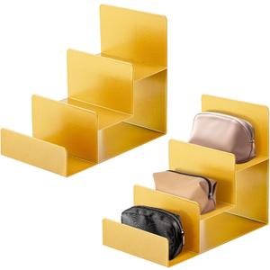 Blulu 2 Pcs 3 Tiers Gold Metal Wallet Rack Handbag Display Stand Wallet Clutch Holder Purse Stand Display Retail Store Supplies