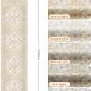 Runner Rug 2x8 Runners for Hallways Non Slip Washable, Vintage Hallway Runner Rugs for Living Room, Low Pile Soft Hallway Rug for Kitchen Bedroom Laundry Room(Cream/Beige,2'x8')