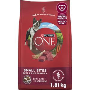 Purina ONE Small Bites Dry Dog Food for Adult Dogs with Added Vitamins & Mineral, BBD: Mar 2026 (1.81kg Bag)