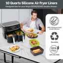 NEWITEE Air Fryer Silicone Liners 10QT For Ninja DZ550/DZ401, 2 Pack BPA Free Platinum Silicone Air Fryer Basket Liner with Handle, Rectangle Dual Basket Air Liners, Upgraded