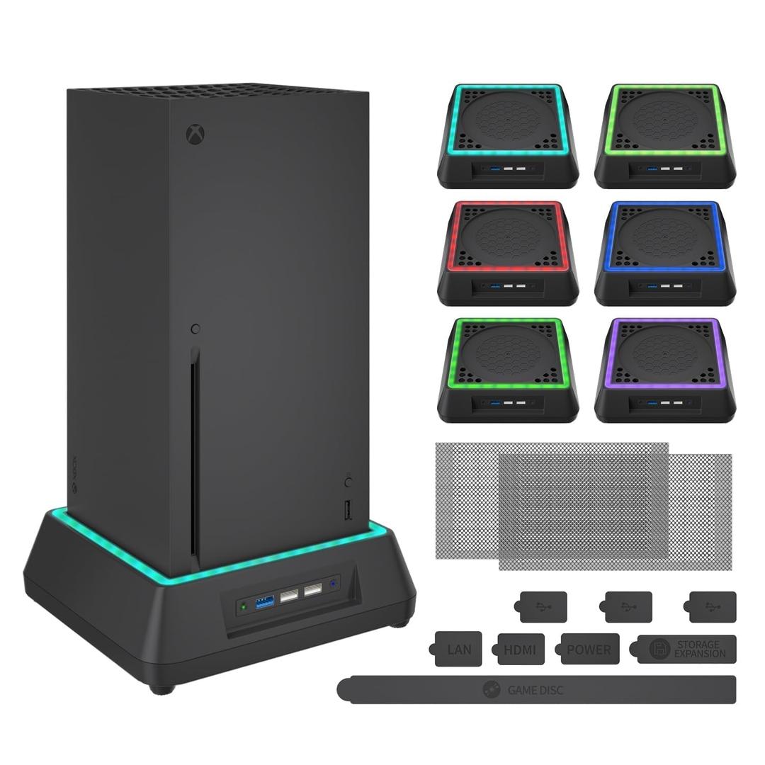 Cooling Fan for Xbox Series X Mviioe Xbox Series X Cooling Stand with LED Indicator, Extra Big Turbo Fan, USB 2.0 Ports, Dust Cover Filters (Only Compatible with Xbox Series x) (Black)