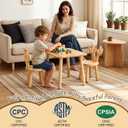 Wooden Toddler Table and Chair(2) Set for Kid, Activity Table Furniture 3-8, Rectangle Table with Antler Chairs
