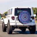 Bohemian Style Mandala Print Spare Tire Cover with Backup Camera Hole Wheel Tire Cover Fit Trailer, RV, SUV and Many Vehicle 18inch, 18'' with Backup Camera Hole
