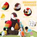 RoundFunny 7 Pcs Birds Stuffed Animals with Babies Egg and Nest 9.8 Inch Mommy Bird Forest Plush Toys Set Gifts for Kids Girls Boys Woodland Baby Shower Party Favors Birthday Classroom Prizes