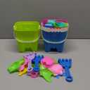 Beach Toys for Kids Toddlers, Sand Castle Toys with 4 Sand Bucket and Shovels, Mesh Bag & Molds, Ice Cream Travel Sandbox for Beach Sandbox for Toddlers Kids Baby Boys Girls Age 3-10