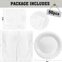 100 Pcs White Paper Plates and Napkins, 50 Pcs Guest White Party Supplies Including Scalloped Plates and Napkins for Independence Day Weddings, Parties
