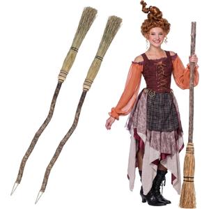2 Pcs 52 Inch Halloween Handmade Witch Style Natural Corn Broom
