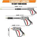 Pressure Washer Gun with Extension Wand Replacement 5000 PSI High Power Washer Gun 39 Inch Adjustable Length with M22 14mm or M22 15mm Fitting 5 Nozzle Tips with Nozzle Holder (Grey)