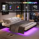 AGXI Floating Bed Frame with LED Lights and Charging Station, 14 Inch King Size Floating BedFrame - Modern King Size Bed Frame Easy Assembly No Box Spring Needed