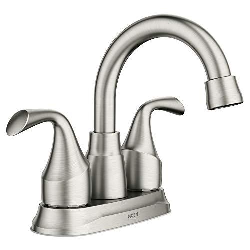Moen Idora Spot Resist Brushed Nickel Two-Handle Centerset Bathroom Sink Faucet with Drain Assembly, 84115SRN Defective Faucet Hot Water Handle Doesn't Stop Water From Dripping