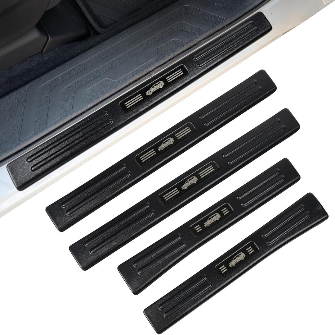 4PCS Door Sill Protector Compatible with Subaru 2019-2025 2026 Ascent Accessories Matte Black ABS Plastic Material Auto Door Entry Guards