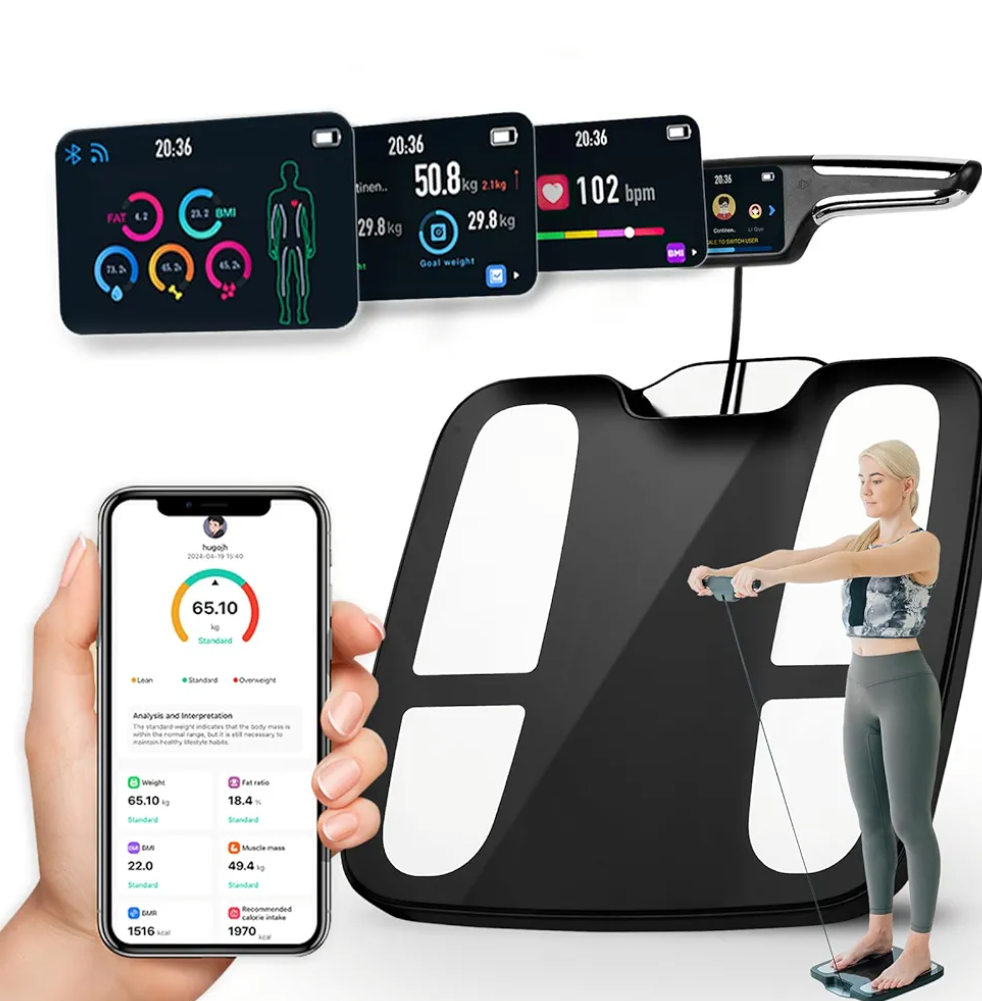 Smart Scale for Body Weight and Fat Percentage,8-Electrode High Precision Digital Bathroom Scale for BMI, Body Fat, Muscle & Bone Mass, 51 Body Composition with Report