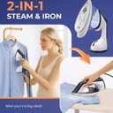 Steam Iron for Clothes, 1600W 2-in-1 Iron & Steamer with Detachable Ceramic Soleplate, Converts from Steamer to Iron in Seconds, Auto-Off, Self-Cleaning, Wrinkle Remover for All Fabrics