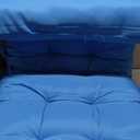 Barydat 4 Pack High Back Chair Cushion Indoor Outdoor Tufted Seat and Back Chair Rocking Pads Lounge Porch Seat Cushion with Ties for Patio Furniture, 43.4 x 21 x 3.3 Inch (Blue)