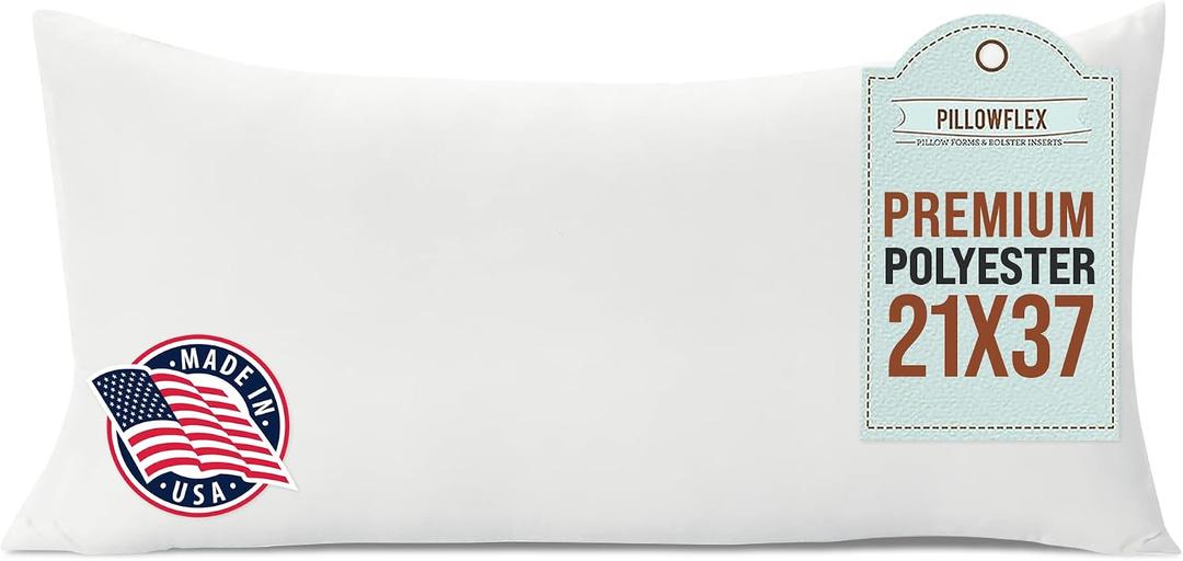 Pillowflex Premium Polyester Pillow Insert - 21x37 Soft Decorative Pillow, 21 Inch by 37 Inch