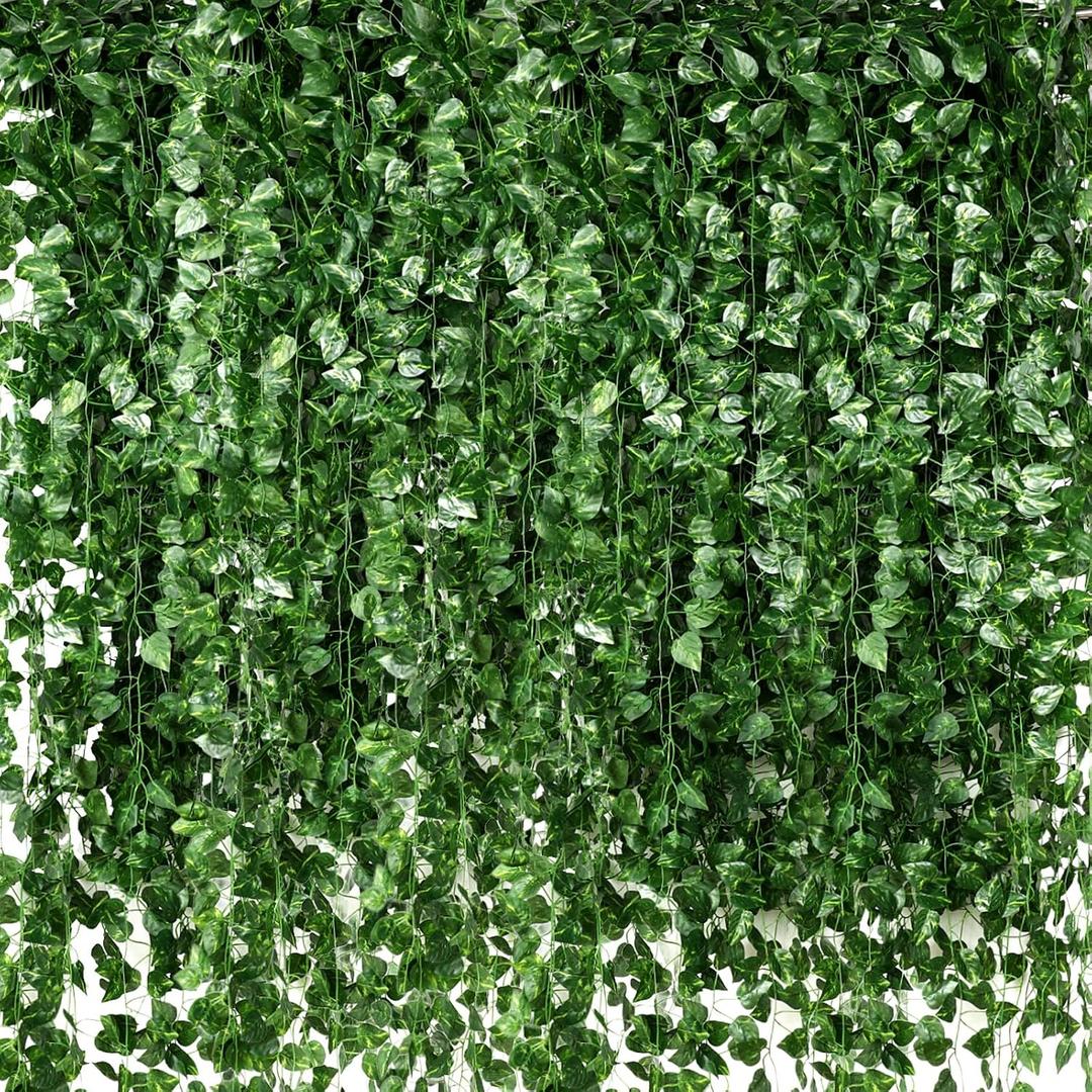 300 Pcs 2166ft Fake Vines Bulk Artificial Ivy Garland Greenery Hanging Vines Plants Green Leaves for Bedroom Wedding Garden Home Wall Jungle Themed Party Decorations