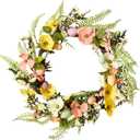 National Tree Company 22 in. Ferns and Flowers Easter Wreath, Artificial Spring Wreath with Pastel Easter Eggs, Indoor or Covered Outdoor Décor