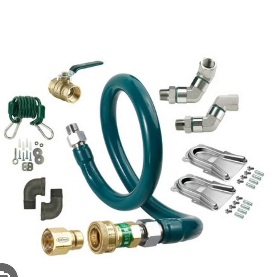 FSE M7536K12 Royal Series Moveable Gas Connection Kit, 3/4" I.D., 36" Long, Stainless Steel Corrugated tubing & Radial wrap with Green Antimicrobial PVC Coating, (1) Quick Disconnect