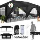 COBIZI Canopy 10x20 Pop Up Canopy Tent with 6 Sidewalls Outdoor Party Tent 10x20 Waterproof Commercial Instant Shelter UPF 50+ Portable Gazebo Wedding Tents for Parties Car Port Vender Events(Black