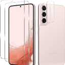 Galaxy S22 Tempered Glass Screen Protector + Camera Lens Protector [ 2 + 2 Pack ][Case Friendly] [Anti-Scratch] [Ultrasonic Fingerprint Unlock] Clear HD Glass Protective Film for Samsung Galaxy S22