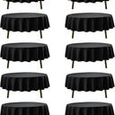 10-Pack Black Round Tablecloths, 90 Inches, Stain-Resistant Polyester for 4-5 Ft Round Tables - Washable Table Covers for Weddings, Banquets, Birthday Parties, Events