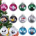 Fxswety Nightmare Before Christmas Tree Ornaments - 12 PCS 2.36 Inch Halloween Xmas Ball Decorations with Glitter for Christmas Tree Home Party Decor!