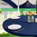 KeyWave Round Fitted Table Covers - 48-52 Inch Spandex Water-Resistant Tablecloth with Elastic, 2 Pack Circle Folding Tablecloths for Party Banquet Dining Room, Navy Blue