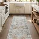 Washable Runner Rug Non Slip: 2'6"x8' Kitchen Rug Runners Low Pile Soft Faux Wool Boho Distressed Floor Rug Non Shedding Carpet Runners for Hallways Entryway Bedroom Living Room Farmhouse Indoor