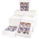Bakepacker 55pcs White Pie Boxes 8x8x2.5 inches Easy Assemble Macaroon Bakery Boxes Cookie Boxes with Window for Bakery (Auto-pop Up)