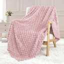 Exclusivo Mezcla Extra Large Fleece Throw Blanket for Couch, 50x70 Inches Stylish Jacquard Soft Throw Blanket, Fuzzy Cozy Lightweight for All Season, Dusty Pink