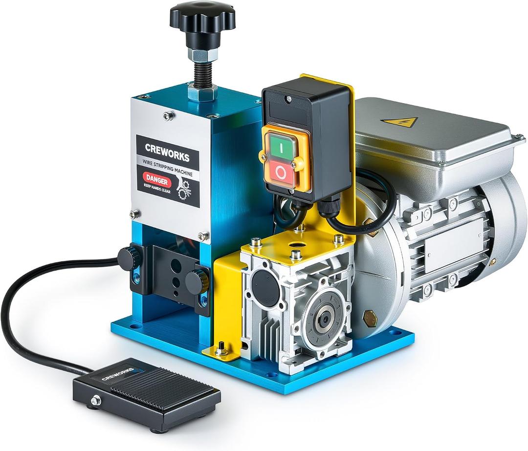 CREWORKS 180W Electric Wire Stripper Machine, 0.06"-1" Automatic Wire Stripping Machine, Wire Stripping Tool for 1.5-25 mm Scrap Wire, 5 Channel Copper Wire Stripper Tool for Leftover Cable Recycling