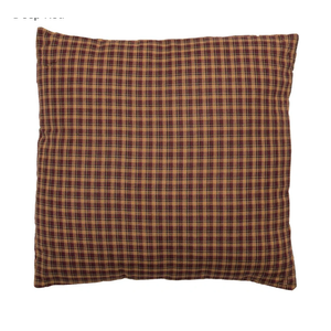 VHC Brands Patriotic Patch Plaid Cotton Primitive Bedding Square 16x16 Filled Pillow, 1 Count (Pack of 1), Deep Red And Deep Black