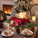 Alupssuc 24" Christmas Swag for Front Door Teardrop Decoration with Bows,Xmas Balls,Red Magnolia,Berries, Pine Cone for Indoor Outdoor Swags Wall Window Table Mantel Home Holiday Hanging Decor,1 PCS