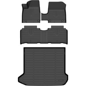 AZYT Floor Mats & Cargo Liner Set for 2025 2026 Hyundai Ioniq 5 with Unmovable Console All Weather Automotive TPE Floor Liners Set Anti-Slip Waterproof Accessories - Black