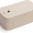 Lockable Storage Box,Medicine Lock Box Travel Case,Refrigerator Bin Container for Food,Medicines,Snacks,Locking Mobile Cell Phone Device Jail,Lockbox for Office,Home,School,Father Gift (Cream Small)