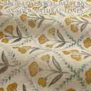 Frienda Vintage Floral Linen Blend Shower Curtain 72x72 Inches Mustard Yellow Rustic Farmhouse Bathroom Curtain with 12 Plastic Hooks Retro Botanical Print Bath Curtains for Bathroom