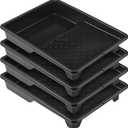 Barydat 4 Pcs 9 Inch Paint Plastic Tray with Deep Pockets and Textured Ridge Heavy Duty Paint Roller Tray with Sturdy Legs Home Improvement Supplies for 9 Inch Roller Brushes, Black