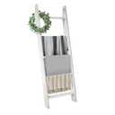 Honest Blanket Ladders for The Living Room, 5-Tier Blanket Holder, Wall-Leaning Blanket Rack, Ladder Shelves, Wooden Quilt Ladder, Farmhouse Decor, White