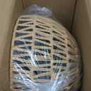 Hemp Rope Woven Pendant Light Woven Light Fixture Boho Chandelier Light Fixture Wicker Pendant Lights Rattan Lights Pendant Dome Wicker Chandelier for Dining Room Kitchen Island(Bulb Incl.
