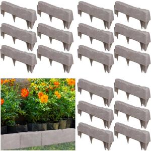20 Pcs 13 x 5 Inch Garden Edging Border Natural Rock Stone Edging Water Resistant Landscape Design Border Decorative Flower Bed EDG for Patios and Gardening