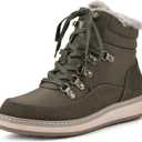 WHITE MOUNTAIN Women's Shoes Tamasha Lace-Up Hiker Bootie (6, Olive/Fabric)
