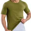 MIER Mens Crewneck Tshirts Classic Fit Cotton Short Sleeve Summer Athletic Tee Tops for Men, Olive Green, XXL (Green, XXL)