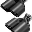 LCGP 2 Pack Carbon Fiber Exhaust Tip 2.5" Inlet to Dual 3.5" Outlet 9.8" Long Black Stainless Steel Y Pipe Tailpipe tip