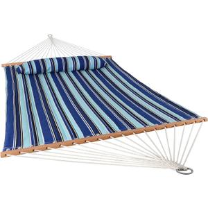 Sunnydaze Quilted Outdoor Hammock with Spreader Bars - Heavy-Duty 450-Pound Capacity Double Hammock for Outside - Catalina Beach