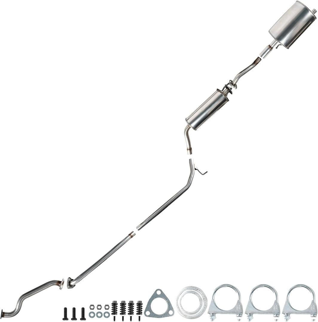 Exhaust Front Pipe Resonator Muffler System Kit Compatible with 2006-2011 Honda Civic 1.8L, #53697, 48344, 54668