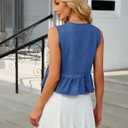 Women's Denim Vest Top Sleeveless V Neck Tie Front Jean Vest Summer 2025 Trendy Casual Waistcoat Y2K Peplum Tank Tops (X-Large, 04-blue2)