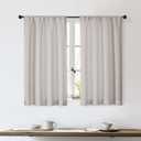OWENIE Sally Short Blackout Curtains for Bedroom Living Room 45 Inch Length 2 Panels Set, Solid Energy Saving Insulated Bathroom Window Treatment Curtains Drapes, W40 x L45, Natural