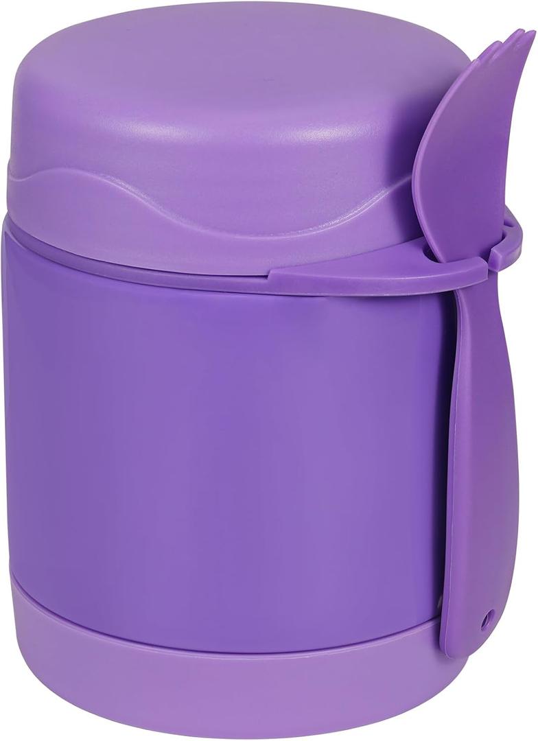 Pawtong10oz Soup Thermo for Hot Food Kids Insulated Food Jar, Thermo Hot Food Lunch Container, Width Mouth Stainless Steel Lunch Box for Kids with Spoon (Purple)