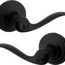 Kwikset Tustin Entry Door Handle with Lock and Key, Secure Keyed Reversible Lever Exterior, For Front Entrance and Bedrooms, Matte Black, Pick Resistant Smartkey Rekey Security and Microban